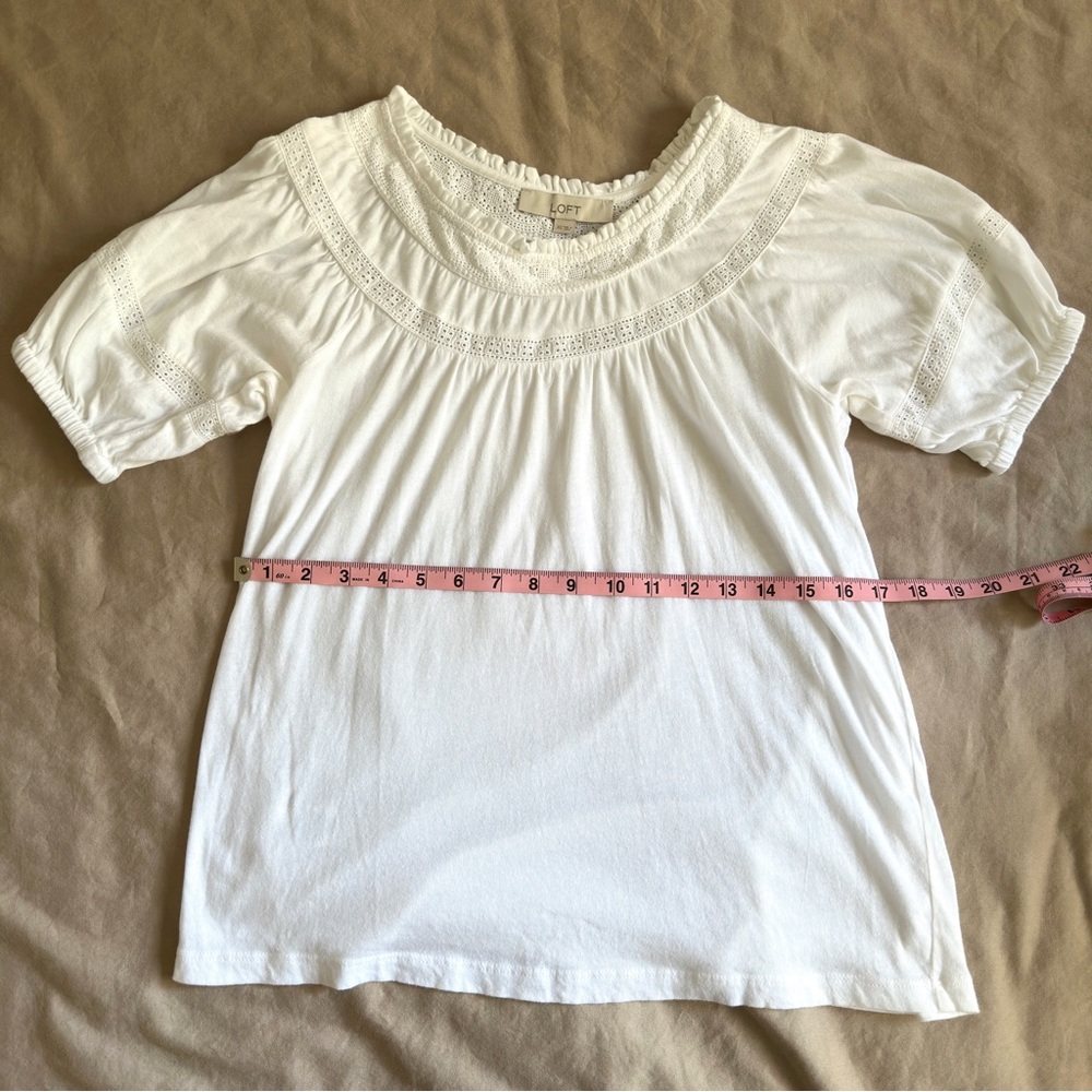 LOFT 100% Cotton White Tee - Picture 3 of 6